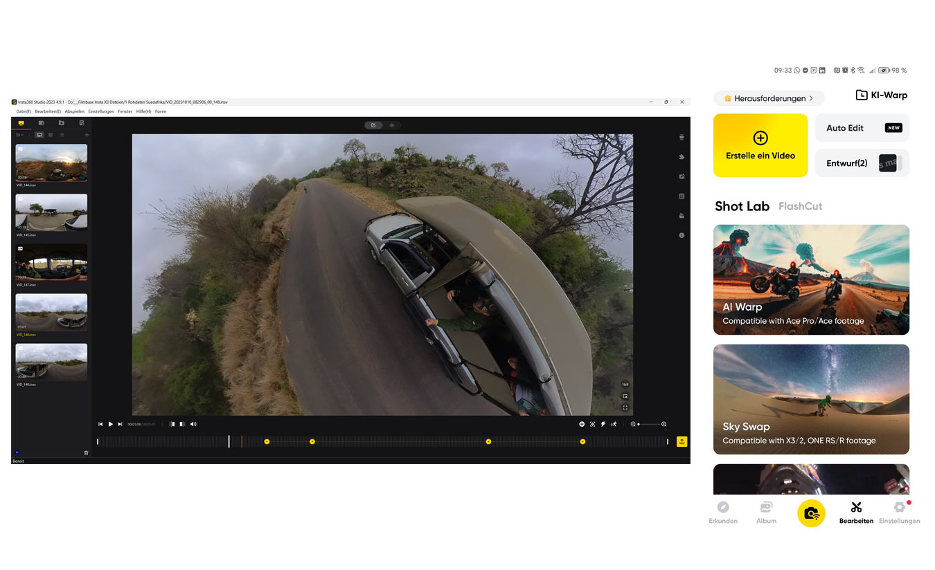Insta360 X3 schnell Videos erstellen und schneiden